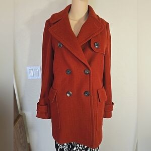 See By Chloe Women's Double-Breasted Rust Pea Coat Size 2